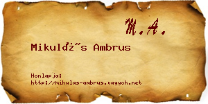 Mikulás Ambrus névjegykártya